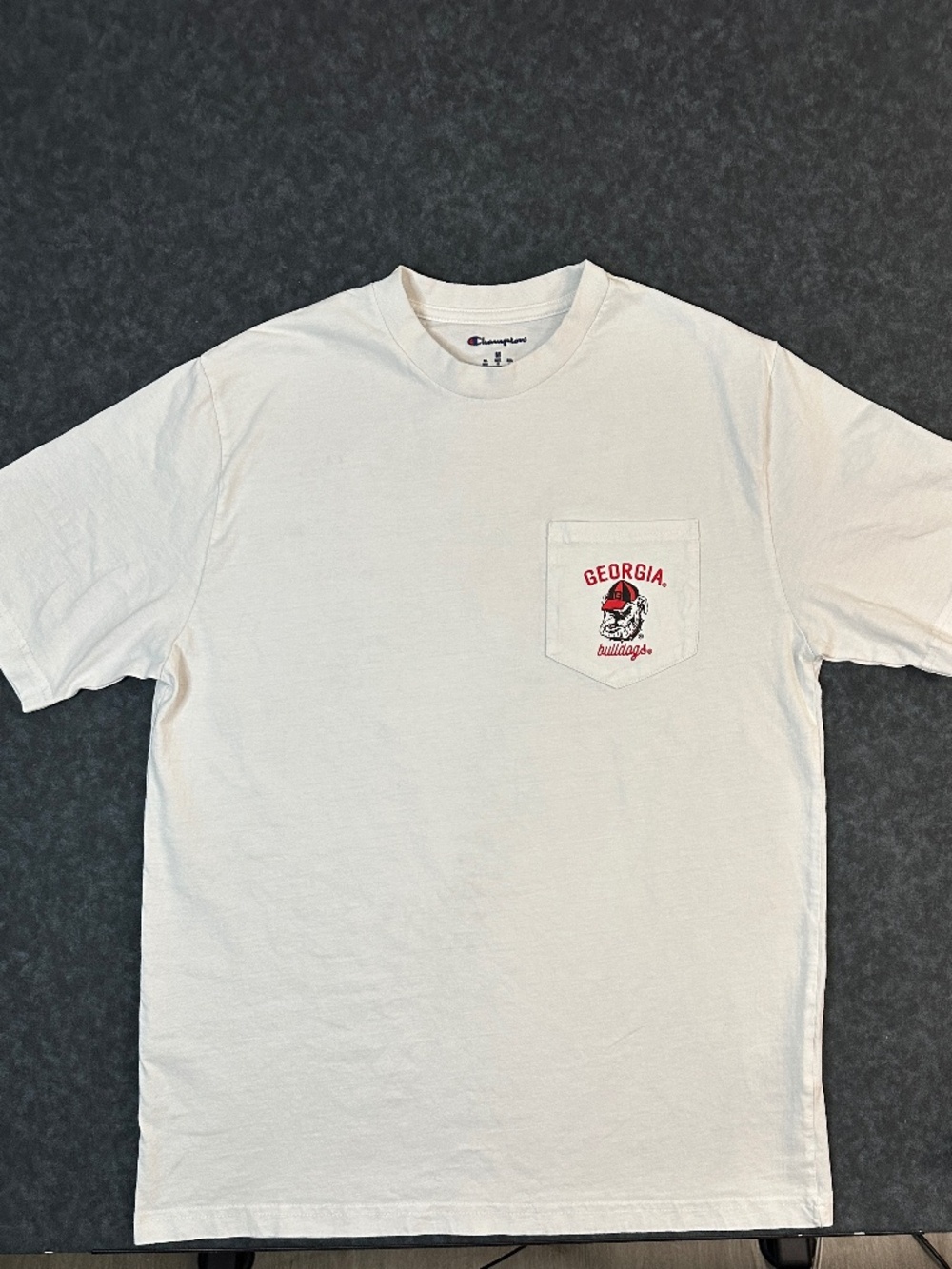 Champion Georgia Bulldogs White Pocket T Shirt Size Medium